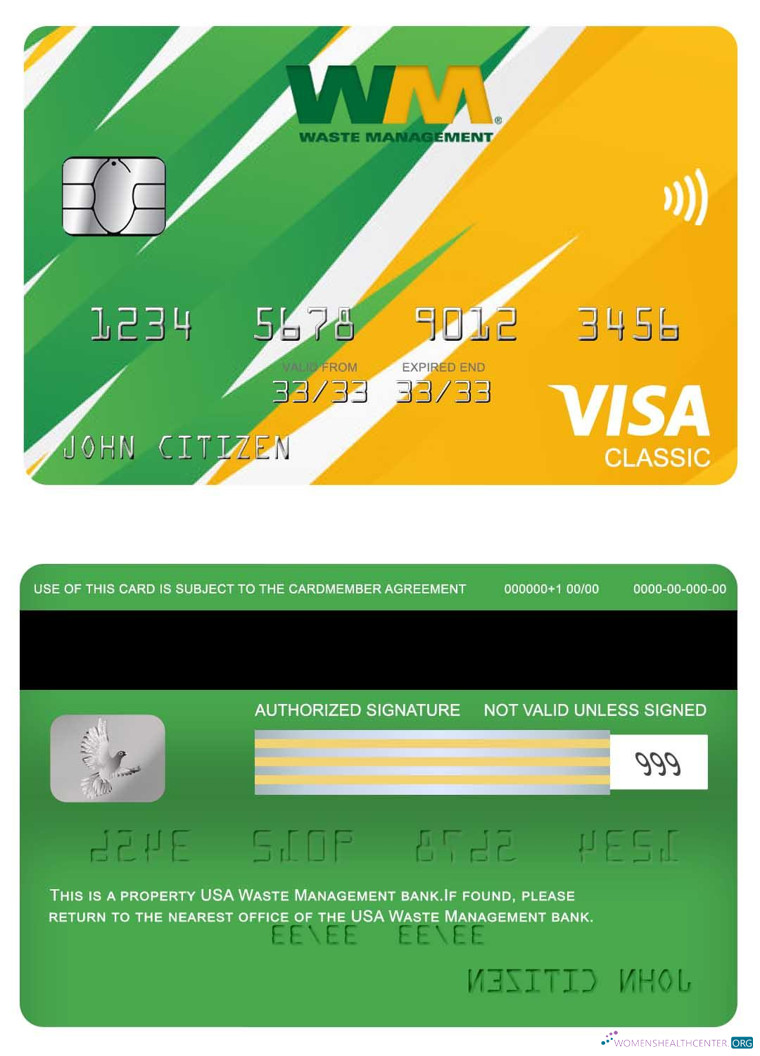 Download USA Waste Management bank visa classic card Photoshop template